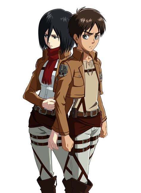 attack on titan eren and mikasa|More.